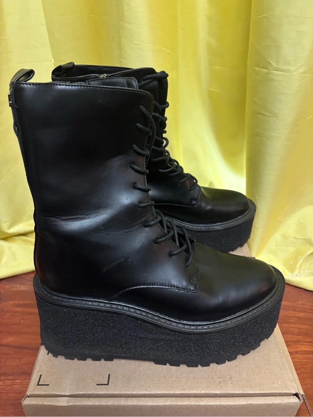 Circus by Sam Edelman Black Platform Lace-Up Boots